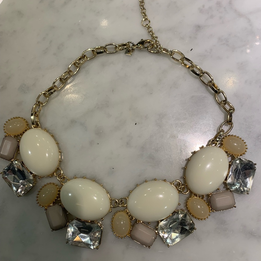 Beautiful neutral stones and gold necklace
